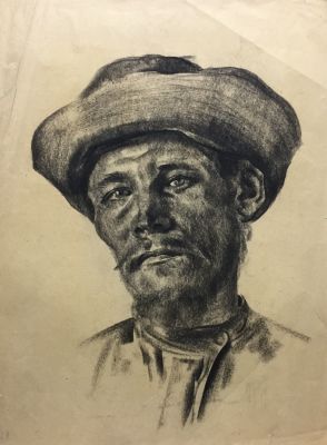 Биленкий Исаак. Портрет крестьянина. 1920-е гг. Бумага, уголь, 42,5х38 см. Работа в хорошем 