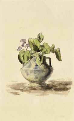 Успенский Владимир. Фиалки. 1930-е гг., бум., акв., 20,5х12,5 см. Работа в хорошем состоянии 