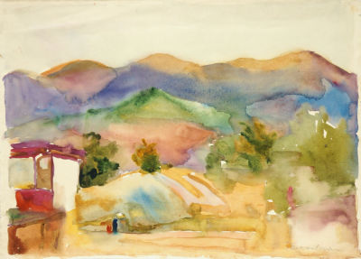 Белаковская Виктория. Крым. В горах. 1956 г. Бумага, акварель. 30х41,5 см. Работа в хорошем 
