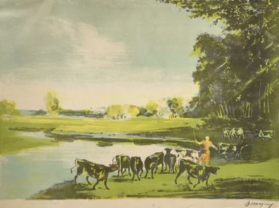 Пакулин Вячеслав. Лето. 1939 г. Бумага, цветная литография. 32х44,7 см (размер листа и изображения).