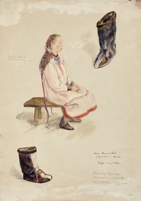 Эвенбах Евгения. Портрет Анны Кучиной (Участницы Олимпиады нац. творчества). 1930-е гг. (?). 