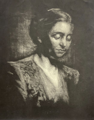 Капусцинский Виктор. Женский портрет. Конец 1940х гг. Бумага, литография. 32,5х26 см (размер 