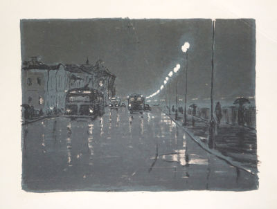 Матюх Вера. Набережная. 1958 г. 
Бумага, цветная литография. 29,5х40 см (лист 41,3х54,5 см). Раб 