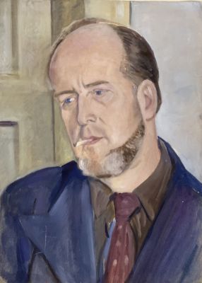 Стерлигов Владимир. Портрет мужчины с сигаретой. 1942-44 гг. (Алма-Атинский цикл). Бумага 