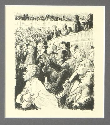 Матюх Вера. Зрители. 1940-е гг. Бумага, литография. 15х12,5 см (размер эстампа). Работа в 