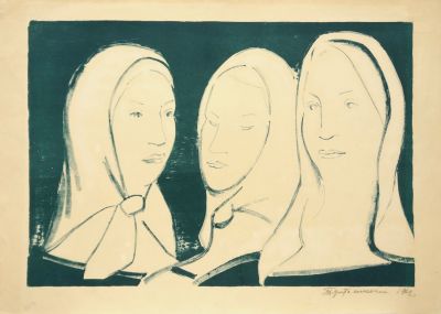 Британишский Лев. Три подруги. 1962 г. Бумага, цв.литография, 49,5х69,5 см (размер листа). Работ 