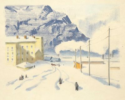 Новиков Петр. В Хибинских горах. 1930-е гг. Бумага, цв.литография, 43,5х57,5 см (размер листа). 