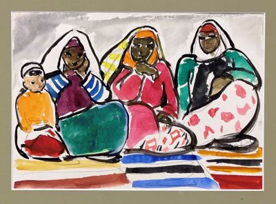 Годлевский Иван. Восточные женщины. 1960-е гг. Бумага, акварель. 19х26,5 см. Работа в хорошем 