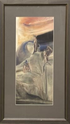 Лисунов Владимир. Композиция. 
1970 г. Бумага, акварель, 47,5х20 ( в свету). Работа в хорошем 