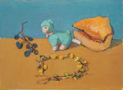 Иванов Михаил. Натюрморт с овечкой. 2011 г. Оргалит, масло. 31х42 см. Работа в хорошем 