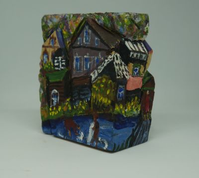 Писарева Геля. Пейзаж. 2010-е гг.Дерево, подкраска, 11х10х5 см. Работа в хорошем состоянии, за 