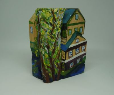 Писарева Геля. Пейзаж. 2018 г. Дерево, подкраска, 12,5х9,7х5 см. Работа в хорошем состоянии, за 