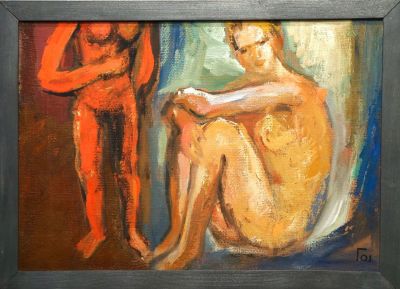 Громов Валентин. Двойное Ню. 2001 г. Холст, масло. 34,5х49 см. Работа в хорошем состоянии, за 