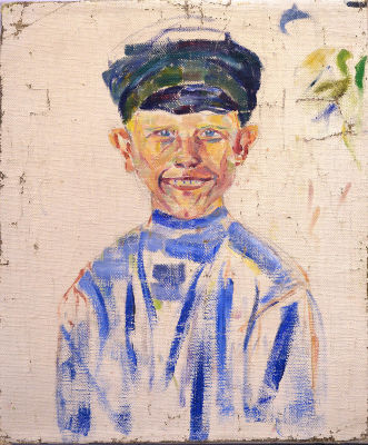 Пономарева Наталья. Портрет мальчика в картузе. 1920-е гг. Холст, масло, 50х43 см. Работа в 