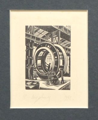 Юдовин Соломон. Цех. 1932 г. Бумага, ксилография, 14,2х11 см (лист). Работа в хорошем состоянии 