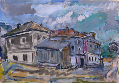 Гершов Соломон. Витебский пейзаж. 1960-е гг. , бумага, гуашь. 20х29 см. Работа в хорошем 