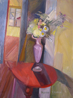 Хромин Виктор. Цветы. 1980 г. Холст, масло, 80х60 см. Работа в хорошем состоянии с авторской 