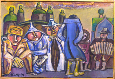 Медведев Юрий. Устюжские посиделки.
1991 г. Холст, масло, 43х62,5 см. Работа в хорошем состоянии 