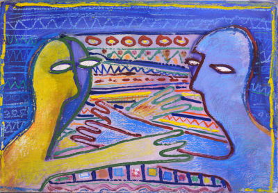 Неизвестный художник (&laquo;Новые дикие&raquo;). 1980-1990-е гг. Картон, см. тех., 34,5х50,5 см. Работа в 