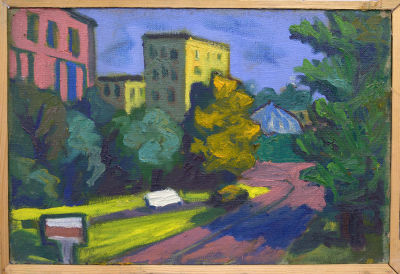 Дашевский Александр. Вид с моста в Автово. 1998 г. Холст, масло, 32х48 см. Работа в хорошем 