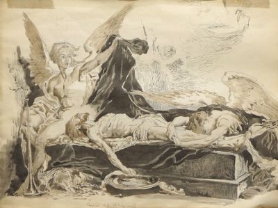 Дроздов Иван. Тело Христа с ангелами. (Вольная копия с Анри Леопольд Леви). Начало 1910-х гг. 