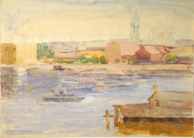 Белаковская Виктория. Ленинградский пейзаж. 1930-е гг. Бум., акварель, 29,8х41,8 см. Работа в 