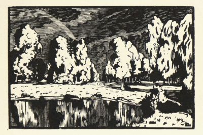 Остроумова-Лебедева Анна. №4. Из серии &laquo;Павловск&raquo;. 1923 г. Бумага, ксилография. 12,5х13,5 см 