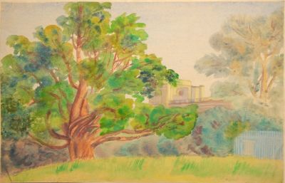 Глебова Татьяна. Гатчина. Парк. 1956 г. Бумага, акварель, 30х46,5 см. Работа в хорошем состоянии 