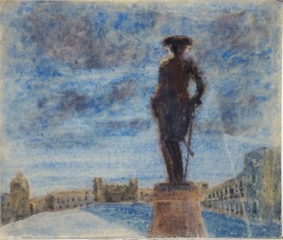 Глебова Татьяна. Гатчина. Павел I. 1950-е гг. Бумага, акварель, 31,5х37,5 см. Работа в хорошем 