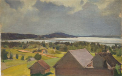 Овсянников Леонид. На Волге. 1930-е гг. Холст, масло, 30,8х49 см. Работа в хорошем состоянии 