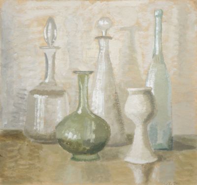 Чебакова Елена. Стекло. 1990 г., бум., гуашь, 44,5х47,5 см. Работа в хорошем состоянии, за 