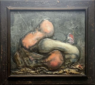 Михайлов Вячеслав. Реликты. 1993 г., оргалит, левкас, масло, 40х47 см. Работа в хорошем 