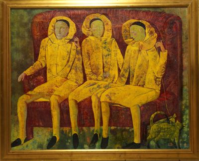 Гарвардт Геннадий. Три фигуры в желтом. 1980-90-е гг. Холст, масло, 81х101 см. Работа в хорошем 