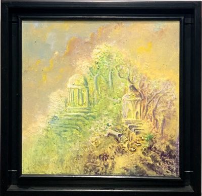 Дмитриев Е.А. Пейзаж с ротондой. 1990 г. Холст, масло, 37,5х38 см. Работа в хорошем состоянии 