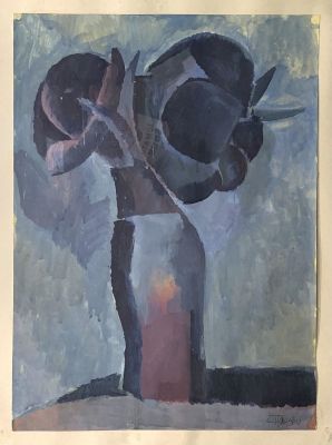 Гуляко Семен. Цветы в вазе. 1980 г. картон, темпера, 49х36 см. Работа в хорошем состоянии, за 