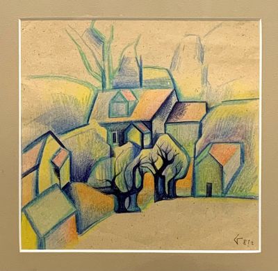 Гуляко Семен. Пейзаж. 1981 г. Бумага оберточная, см. тех., 20х20,5 см (в свету). Работа в 