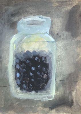 Роон Ирина. Смородина в банке.
2018 г. 
Бумага, см. тех., 29х21 см. Работа в хорошем состоянии 