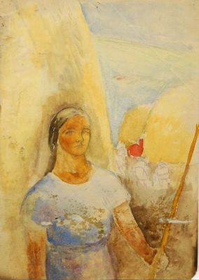 Белаковская Виктория. Жатва. 1920-е гг., бумага, акварель, 30,5х21,5 см. Работа в хорошем 