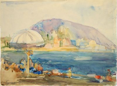 Белаковская Виктория. Гурзуф. Гора Медведь. 1959 г. Бумага, акварель. 32,5х43,5 см. Работа в 