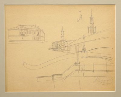 Остроумова-Лебедева Анна. Ленинград. Архитектурные зарисовки.
1940-50-е гг. , бум., графитный 