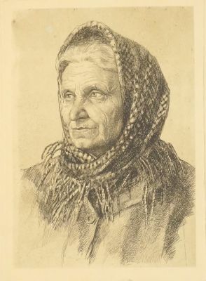 Павлов Николай. Портрет знатной колхозницы Т.В.Портновой.
1930-е гг., бумага, офорт, 42х29,5 см. 