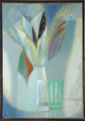 Гриценко Елена. Зеленый стакан. 2020 г. Холст, картон, масло. 40,5х28,5 см. Работа в хорошем 