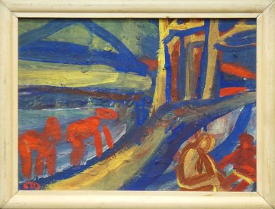 Шагин Владимир. Путники. 
1983 г. (С оборота 1984). 
Оргалит, масло. 33х24,5 см. Работа в 