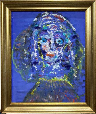 Медведева Катя. Портрет. 1990-е гг. Ткань на картоне, акрил. 50х41 см. Работа в хорошем 