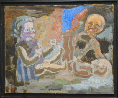 Иванов Игорь. Куклы. 1983 г. Картон, масло. 51х63 см. Работа в хорошем состоянии, за авторской 