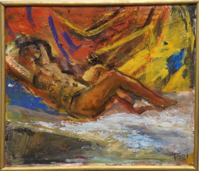 Громов Валентин. Обнаженка. 2021 г. Холст, темпера, 37х43 см. Работа в хорошем состоянии, за 