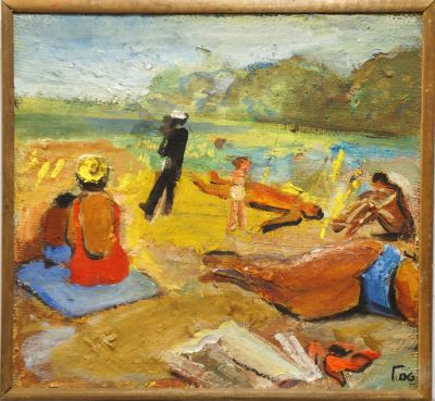 Громов Валентин. Пляж. 2006 г. Холст, темпера, 38х41 см. Работа в хорошем состоянии, за 