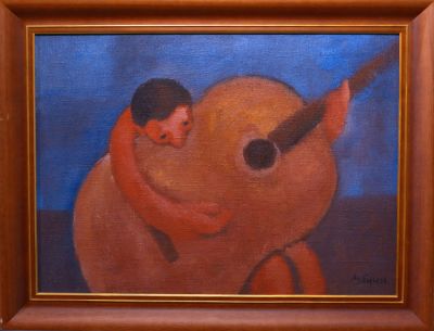 Лубнин Гавриил. Маленький гитарист. 2005 г. Холст, масло, 55х75 см. Работа в хорошем состоянии 