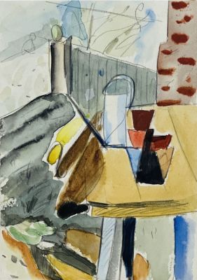 Кондратьев Павел. Натюрморт. 1960 г. Бумага, карандаш, акварель. 18,5х13 см. Работа в хорошем 