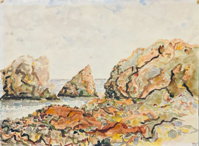 Овчинников Вадим. Морской пейзаж. 
1991 г.
Бумага, акварель.
36х47,8 см. Небольшое пожелтение 